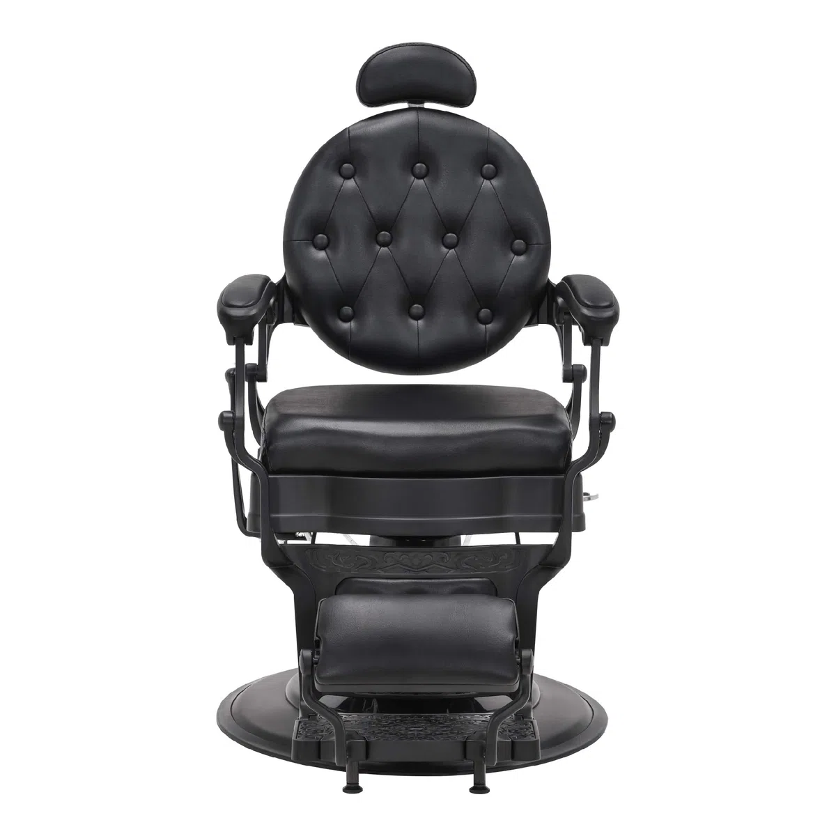 Barberpub Friseurstuhl hydraulisch 360° drehbar Kunstleder Retro Vintage 113x68x109 cm Mattschwarz