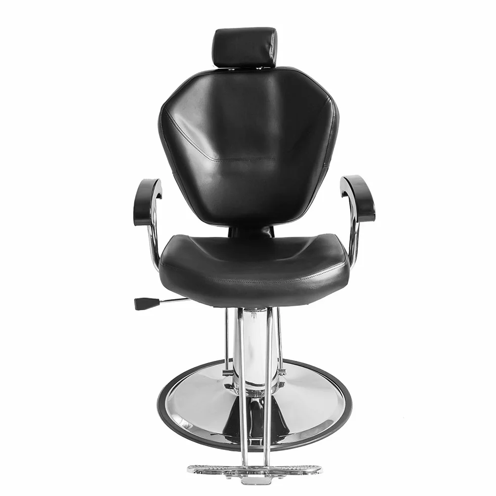 Friseurstuhl 360° Neigbarer Hydraulischer Friseurstuhl Barber aus PU-Leder mit Verchromter Fußstütze 90 x 65 x 100 cm Schwarz