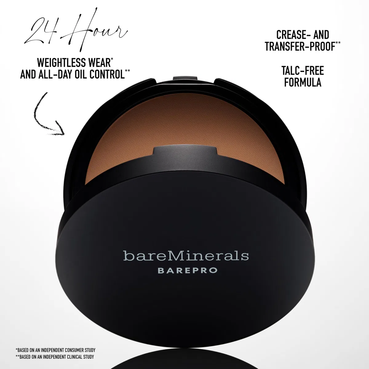 bareMinerals BAREPRO Skin-Perfecting Powder Foundation - Mattierende Kompaktpuder-Foundation mit voller Deckkraft, pflanzlichem Squalan, talkfrei, ölkontrollierend, vegan