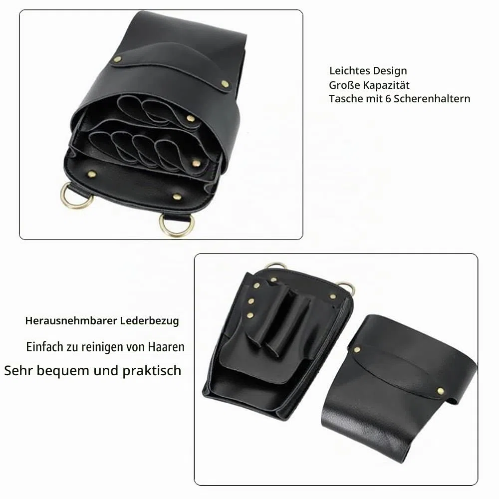 Friseur scherentasche Leder, friseur Werkzeugtasche Professionelle Schwarz | Salon Barber Friseur Gürteltasche, Friseurschere Holster Friseurwerkzeug Tragetasche mit verstellbarem Schultergurt