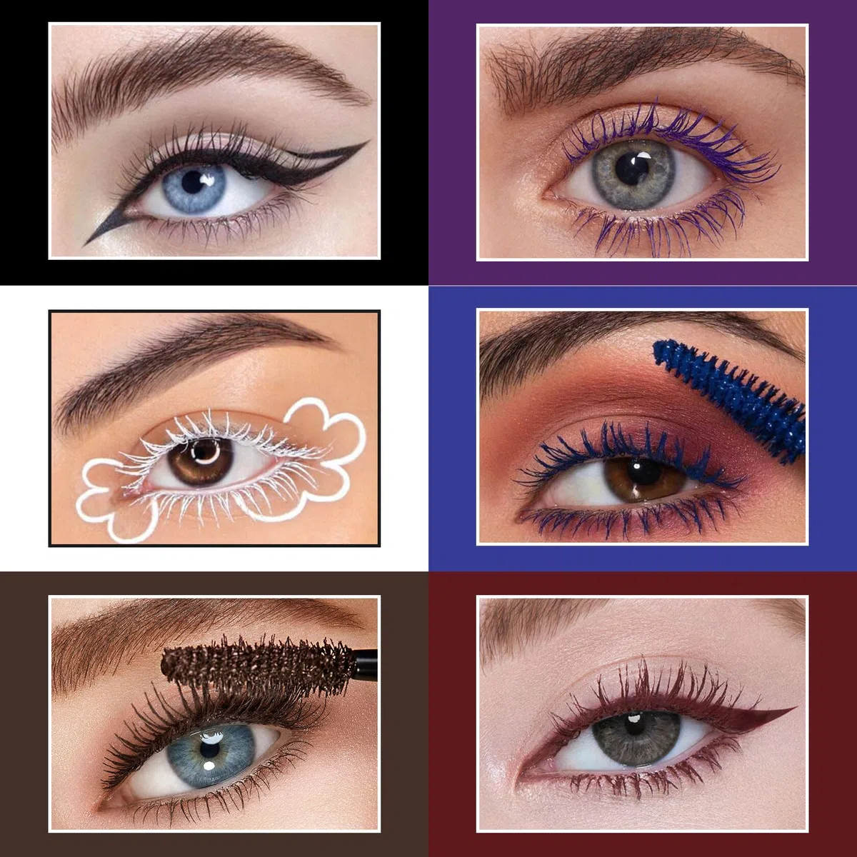UCANBE Mascara Eyeliner Set, Wasserfeste Bunte Augenschminke - Mascara für Natürlich Aussehende, Lang Anhaltende, Geschwungene Wimpern, Eyeliner für Wischfeste, Farbechte Ergebnisse (Beerenrot)