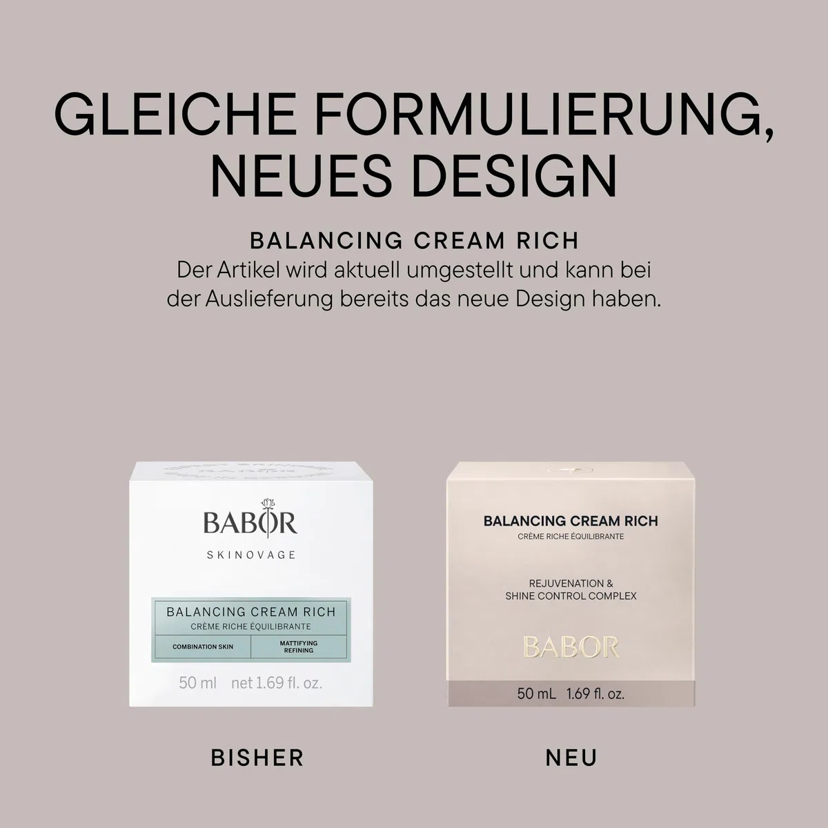 BABOR SKINOVAGE Balancing Cream Rich, geschmeidige Gesichtspflegecreme für Mischhaut, mattiert und versorgt die Haut mit Feuchtigkeit, 50ml