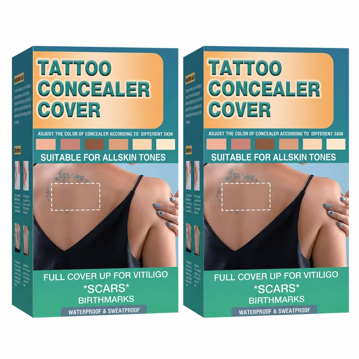 Tattoo Make Up Cover Wasserfest, 2Pcs | Tattoo Abdeckung für Körper Hautausgleich