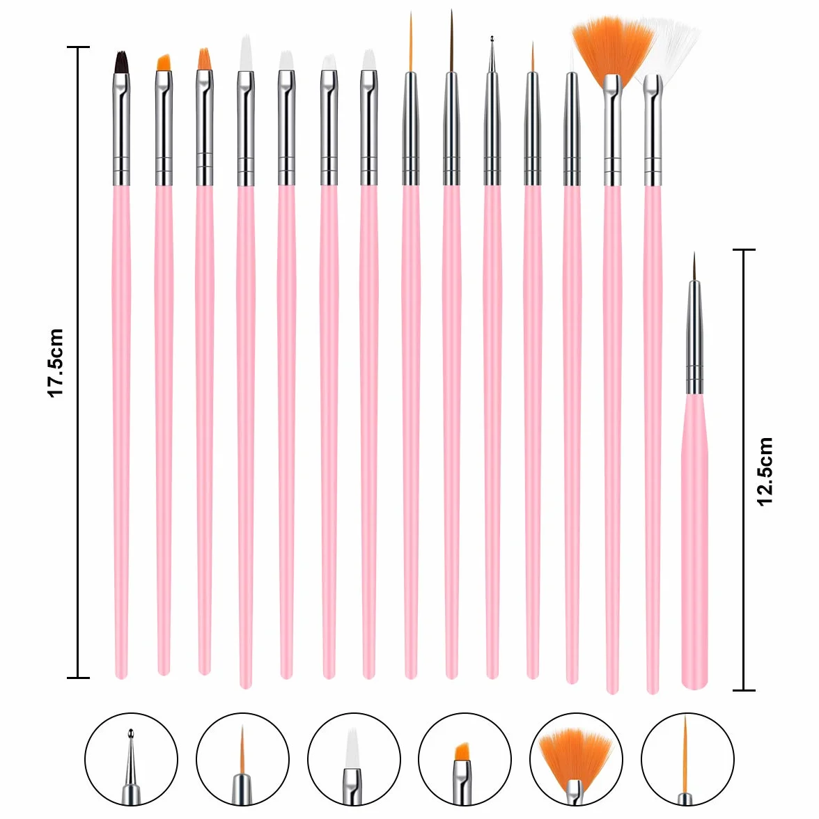 URAQT 20 Stück Nagel Pinsel Set, Nageldesign-Stifte Brush, Acryl Nagel Kunst Pinsel, Nagelbürste Professionell Malerei Pen für gelnägel UV-Gel Nageldesign Nail Art
