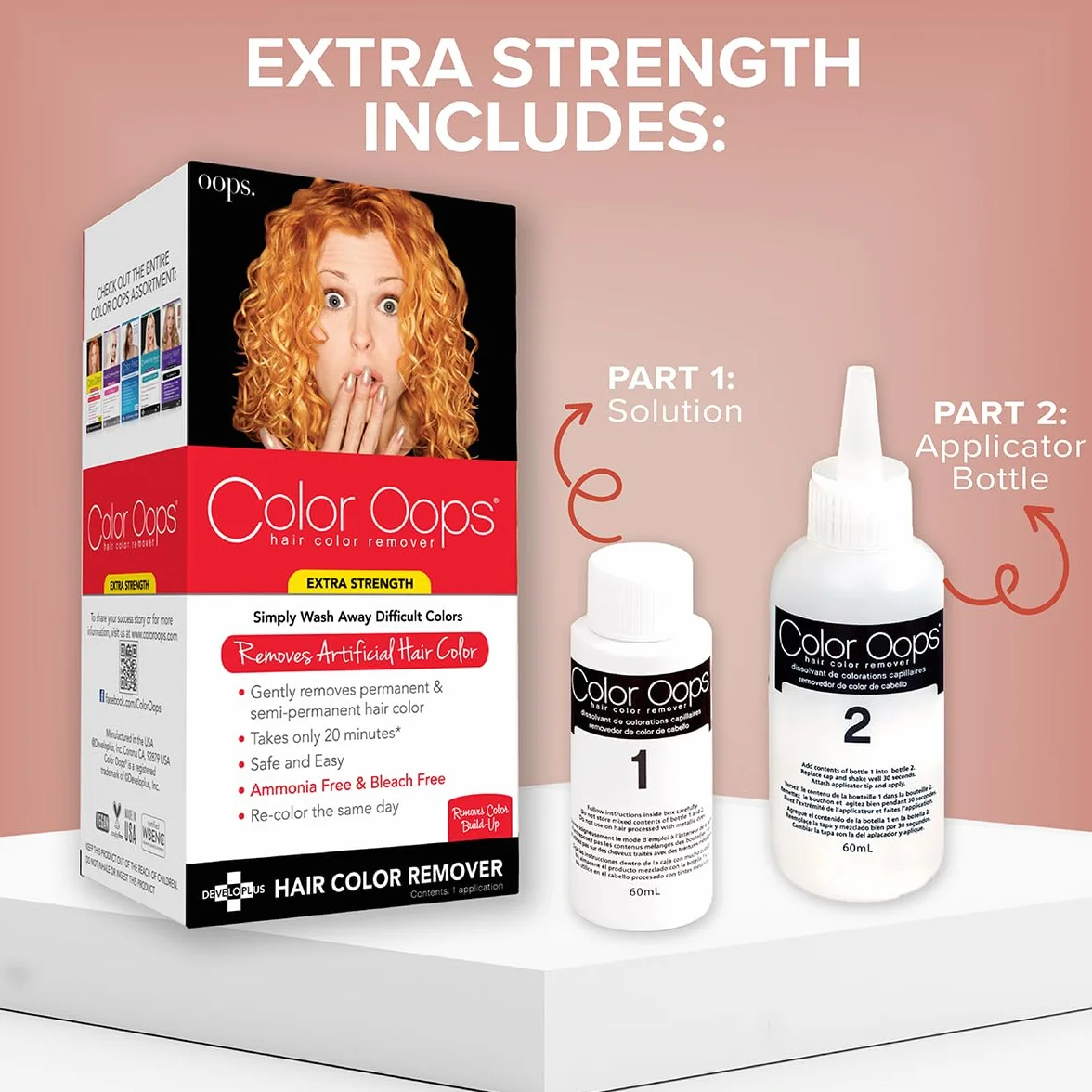 Color Oops Extra Strength Haarfärbemittel-Entferner, 1 Anwendung, Haarfärbemittel-Entferner wirkt in 20 Minuten, entfernt sicher permanente und semi-permanente Färbung, frei von Ammoniak und