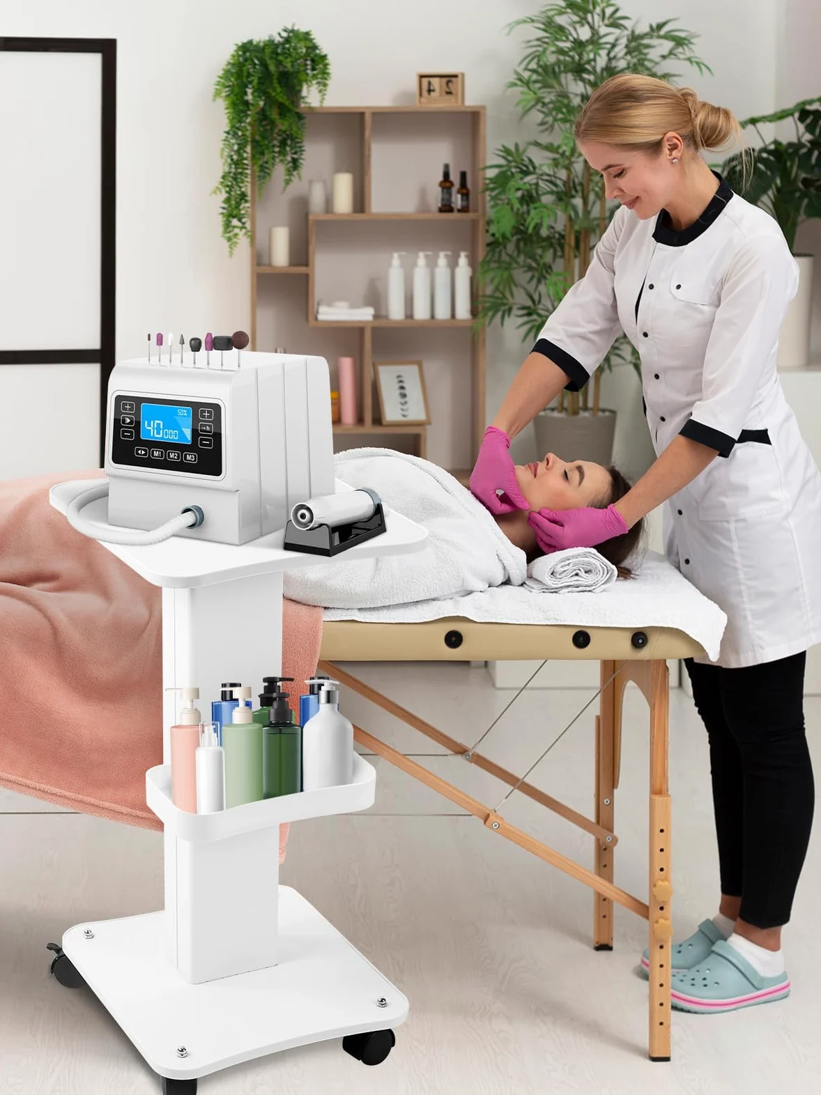 Kalolary Beauty Salon Trolley Tragbar Wagen mit Ablagefach Universal Wheel Gerätewagen Friseur Rollwagen