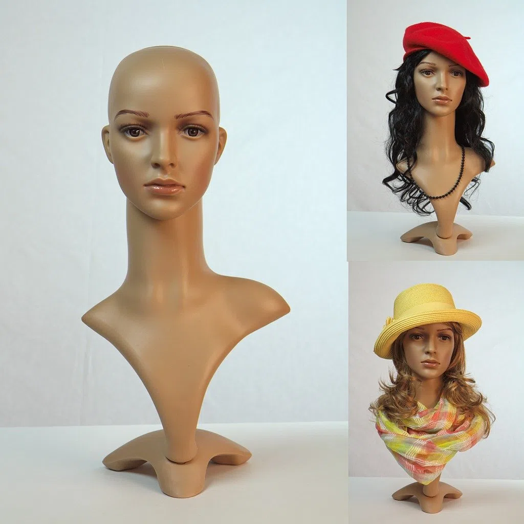 FD-2 Frauen Deko-Kopf in Hautfarben. Gesicht, Perücken Kopf schick modern weibliche Schaufensterpuppen Female
