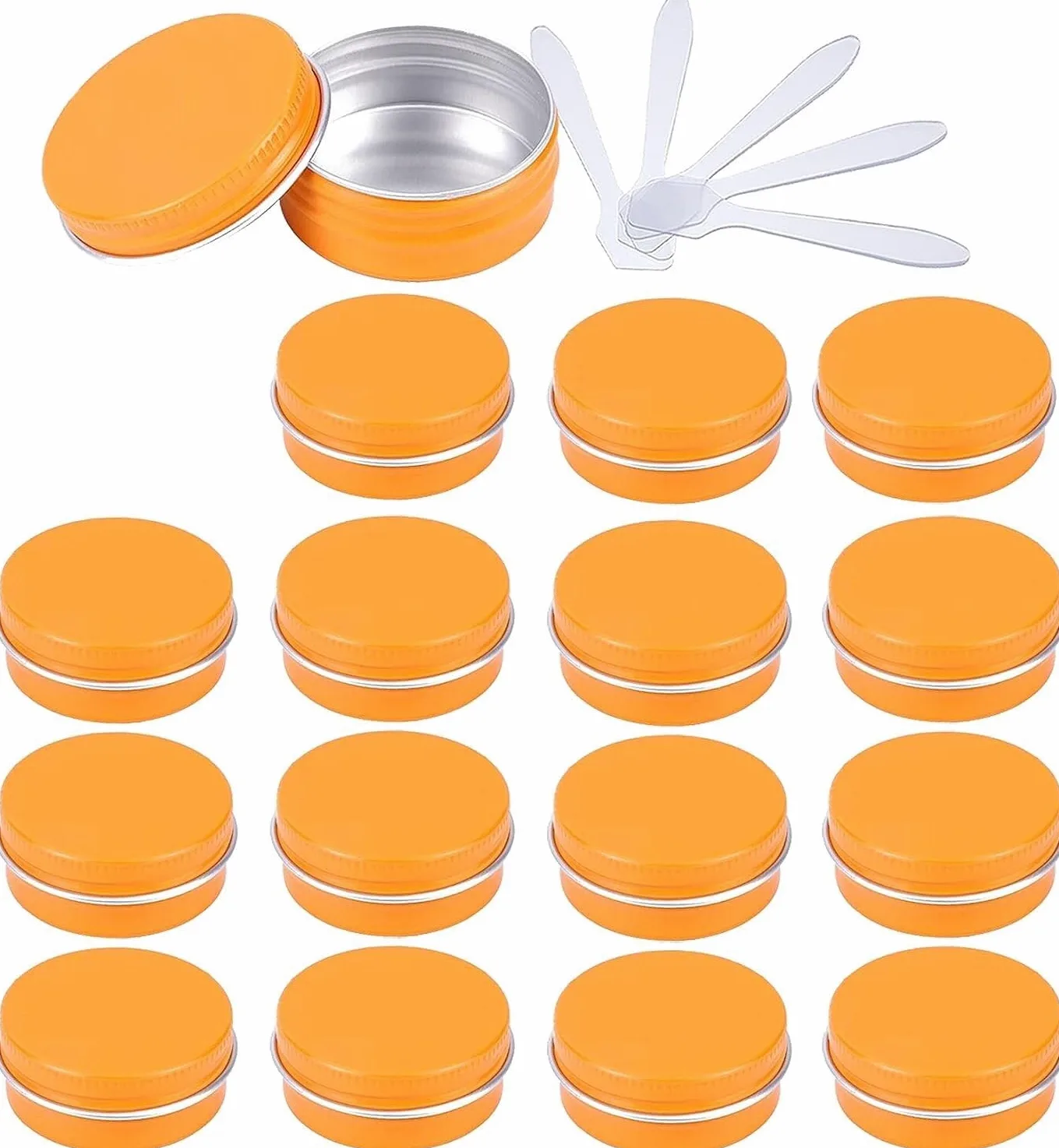 Kosmetiktiegel, 48 PC-Aluminiumdosen mit Schraubdeckel, Vorratsgläser, Kosmetikbehälter, Töpfe 6 Spateln(Matte Black,0.5 Ounces)