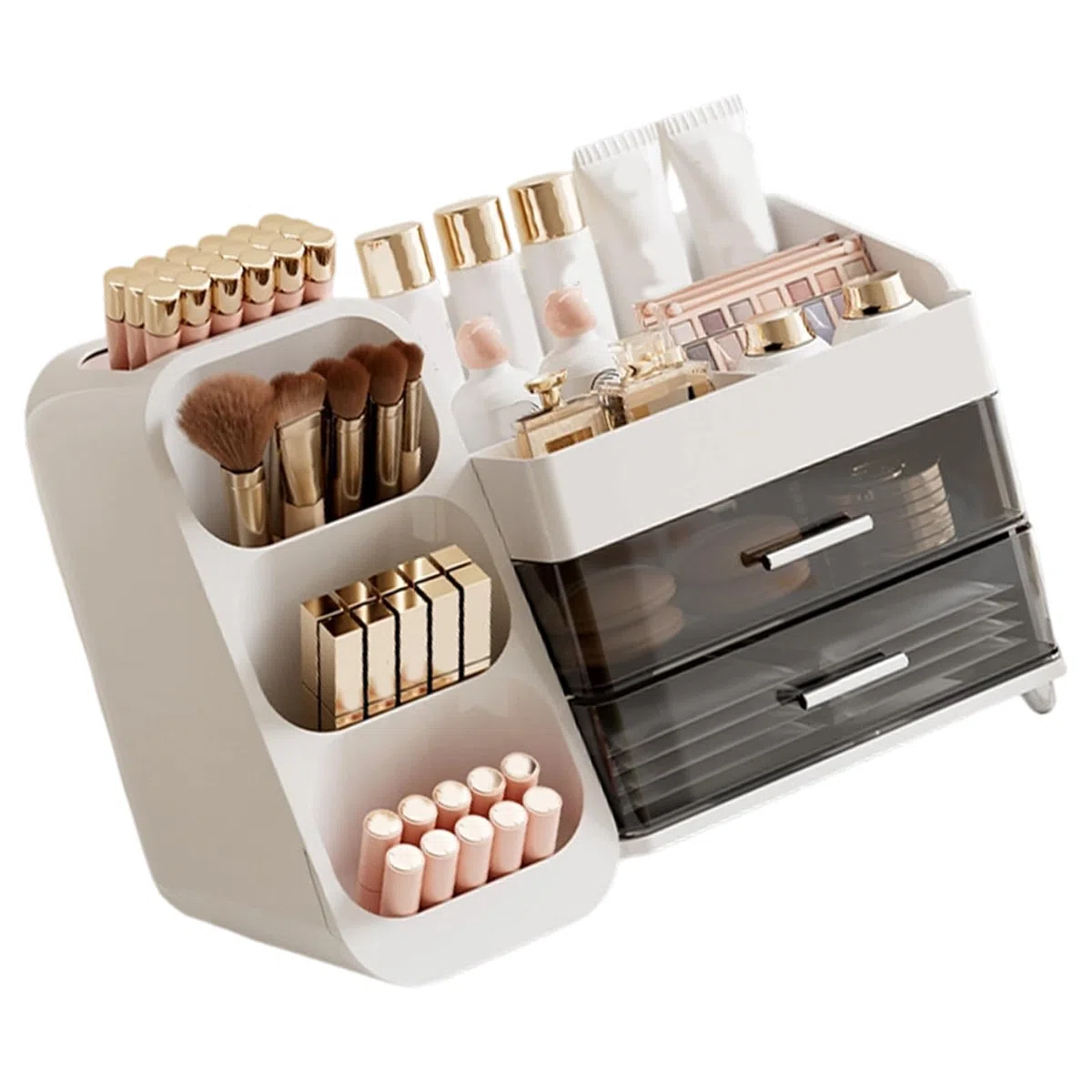 Tragbarer Kosmetikhalter für Reisen, mehrere Abteilungen, Lippenstift Hautpflege, transparentes ABS, praktische Make up Organizer, Lippenstift, Organizer Box