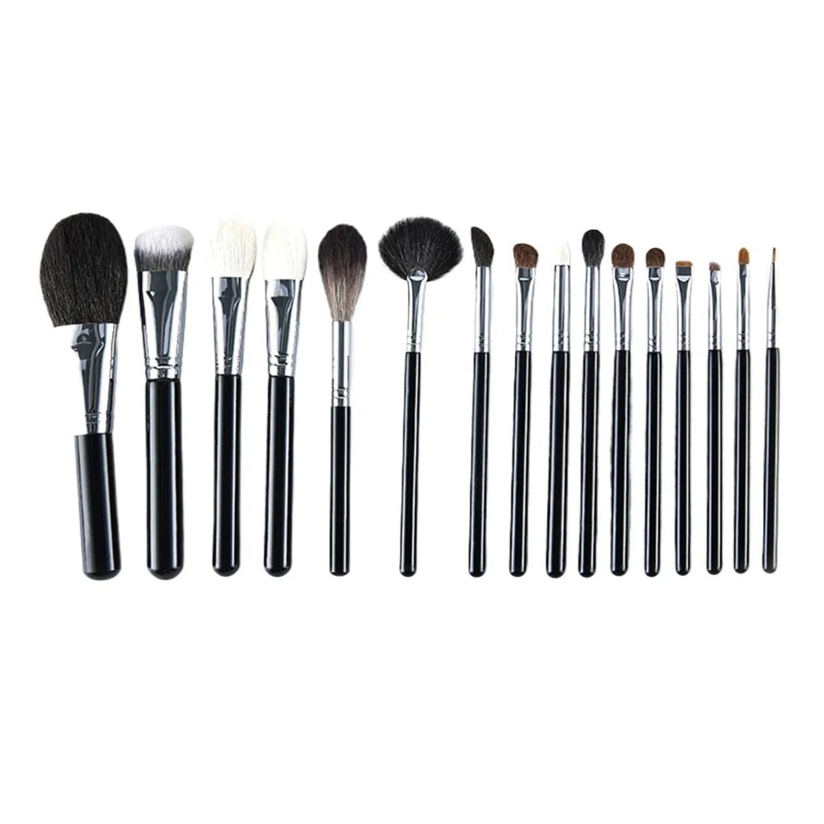 Make-up Pinsel Set Tragbares Set mit 16 Make-up-Pinseln feinen, leichten Spitzen Professional(Black)