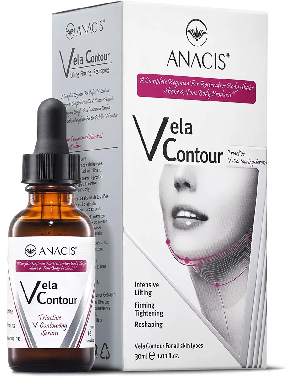 VELA CONTOUR Hals Straffungsserum - Doppelkinn und schlaffe Haut straffen, Halspartie liften - - Konturieren & Reduzieren des Erscheinungsbilds von Doppelkinn und schlaffer Haut am Hals | 30 ml