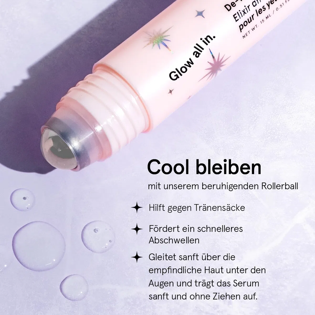 grace & stella, Augenroller mit Augencreme genen Falten und Augenringe mit Retinol & Koffein Augen-Roll-On mit Augencreme gegen Tränensäcke (15ml)