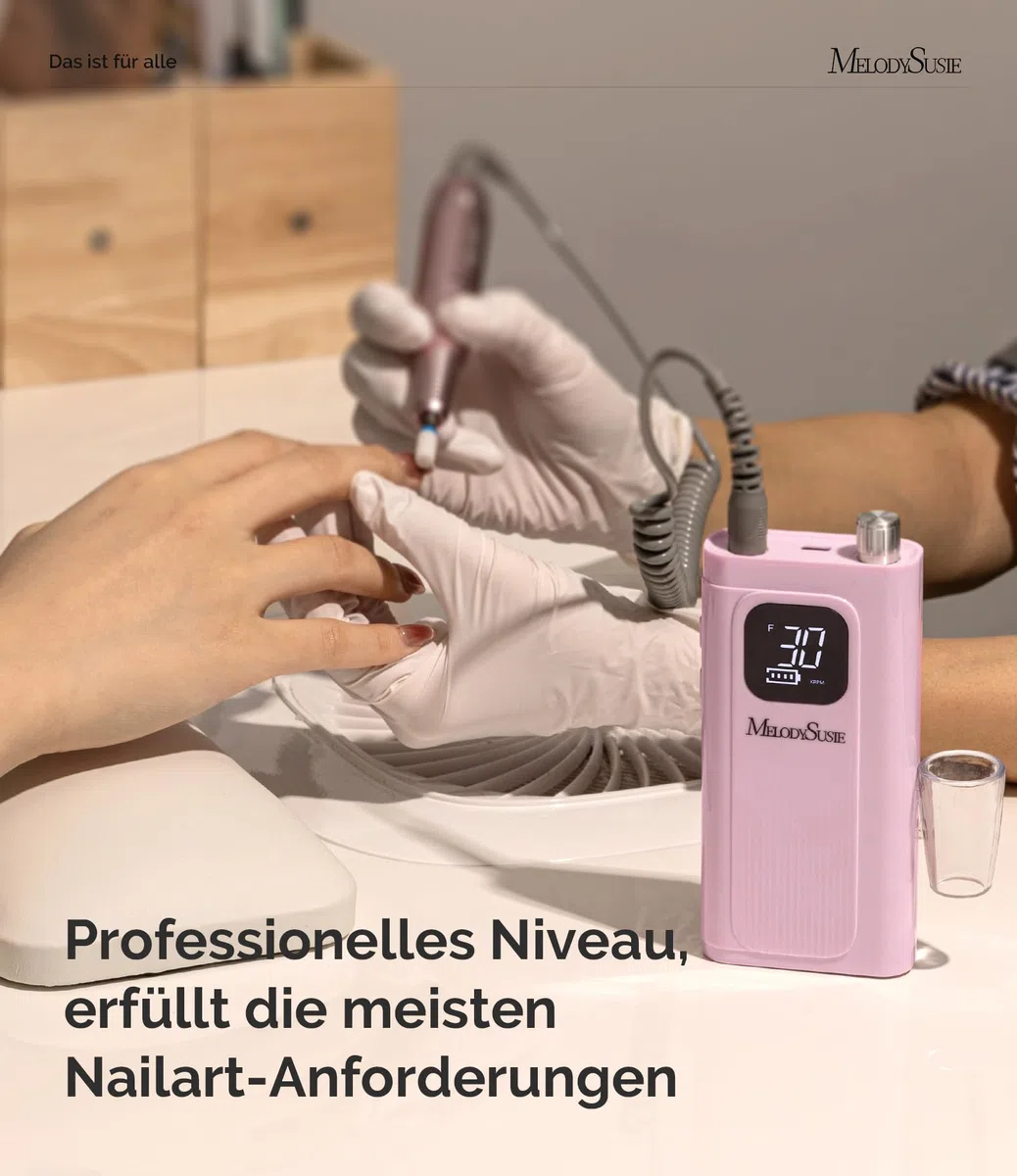 MelodySusie SC300F Aufsteckbarer Nagelfräser, Wiederaufladbare Elektrische Nagelfeile 30000 U/min, mit LCD-Display, Verstellbarer Geschwindigkeit, für Acrylnägel Gelnägel, für Salon & Zuhause