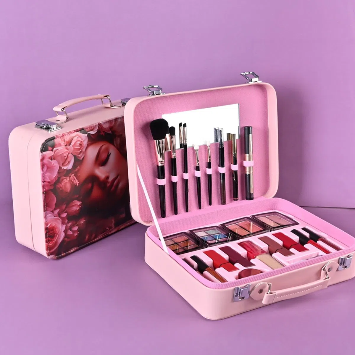 Mädchen Make-up Set Tragbare Kosmetik-Palette | Tragbar Und Wasserdicht Komplett Makeup Set für Damen, Mütter, Freundinnen und Bühnenauftritte