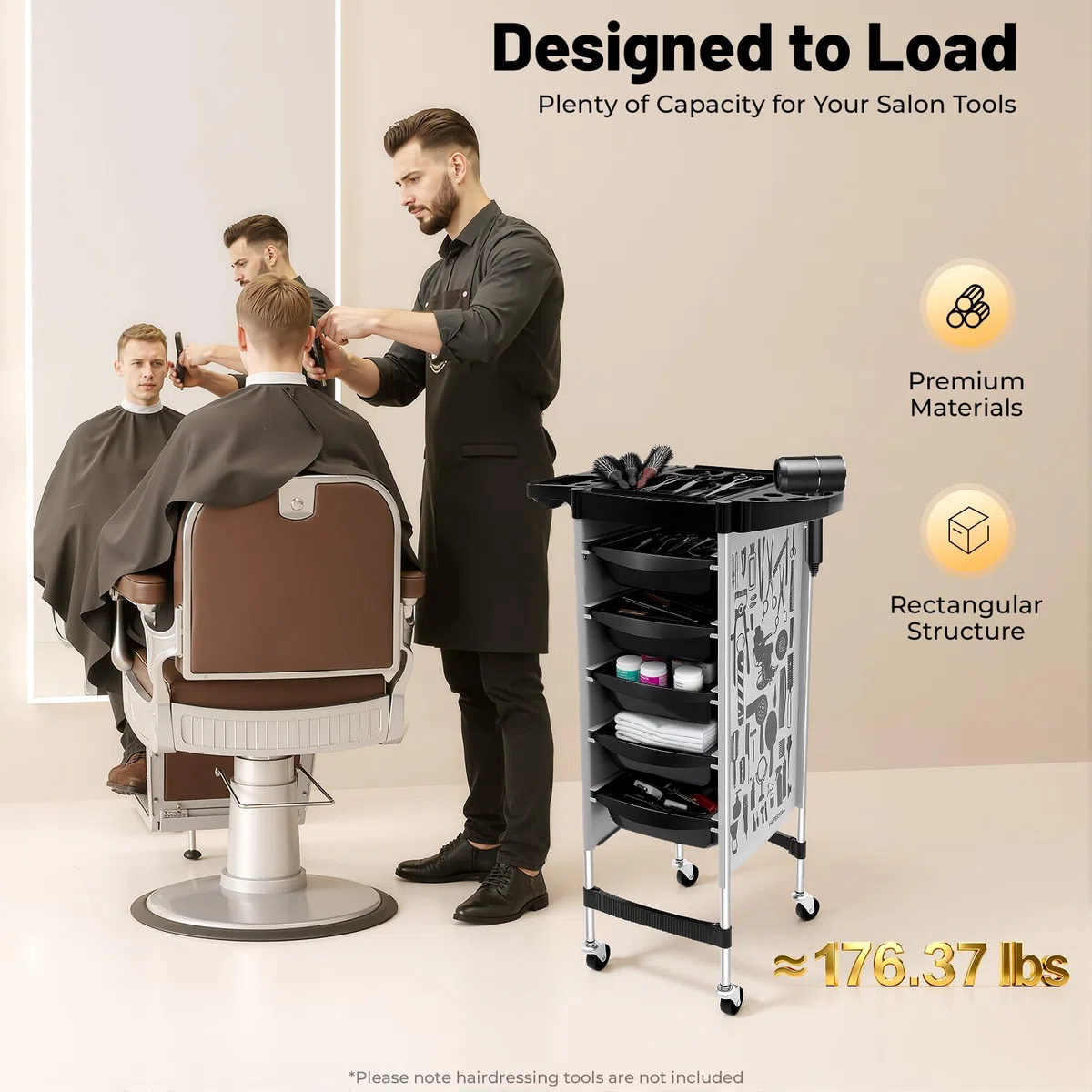 Friseurwagen mit 5 Schubladen 6 Etagen Friseur Rollwagen Friseur Arbeitswagen für Beauty-SPA-Barbershop usw (Weiß)