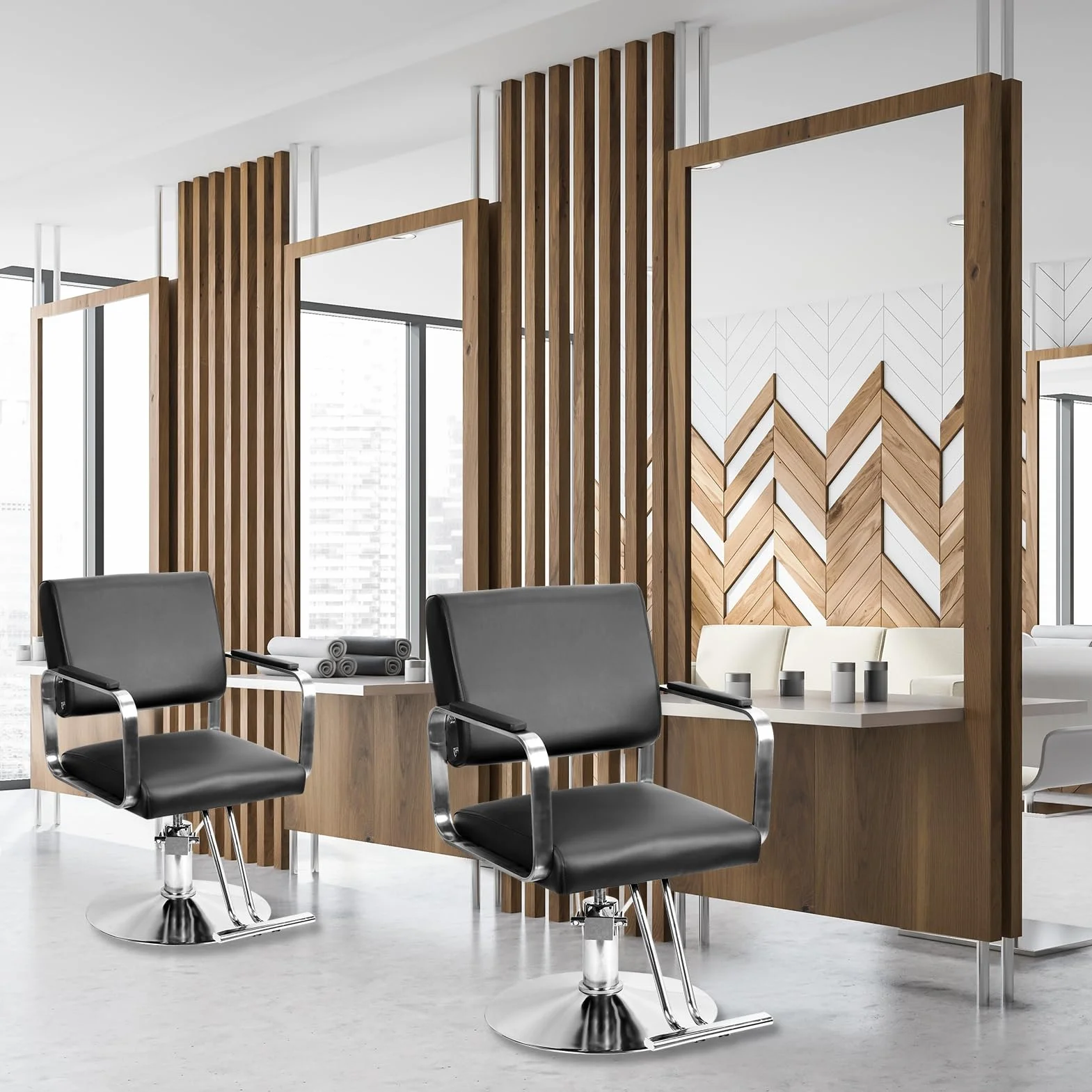 Ergonomischer Frisierstuhl Höhenverstellbarer Friseur-Drehstuhl Manueller Hydraulischer Friseurstuhl Shampoo-Salonstuhl
