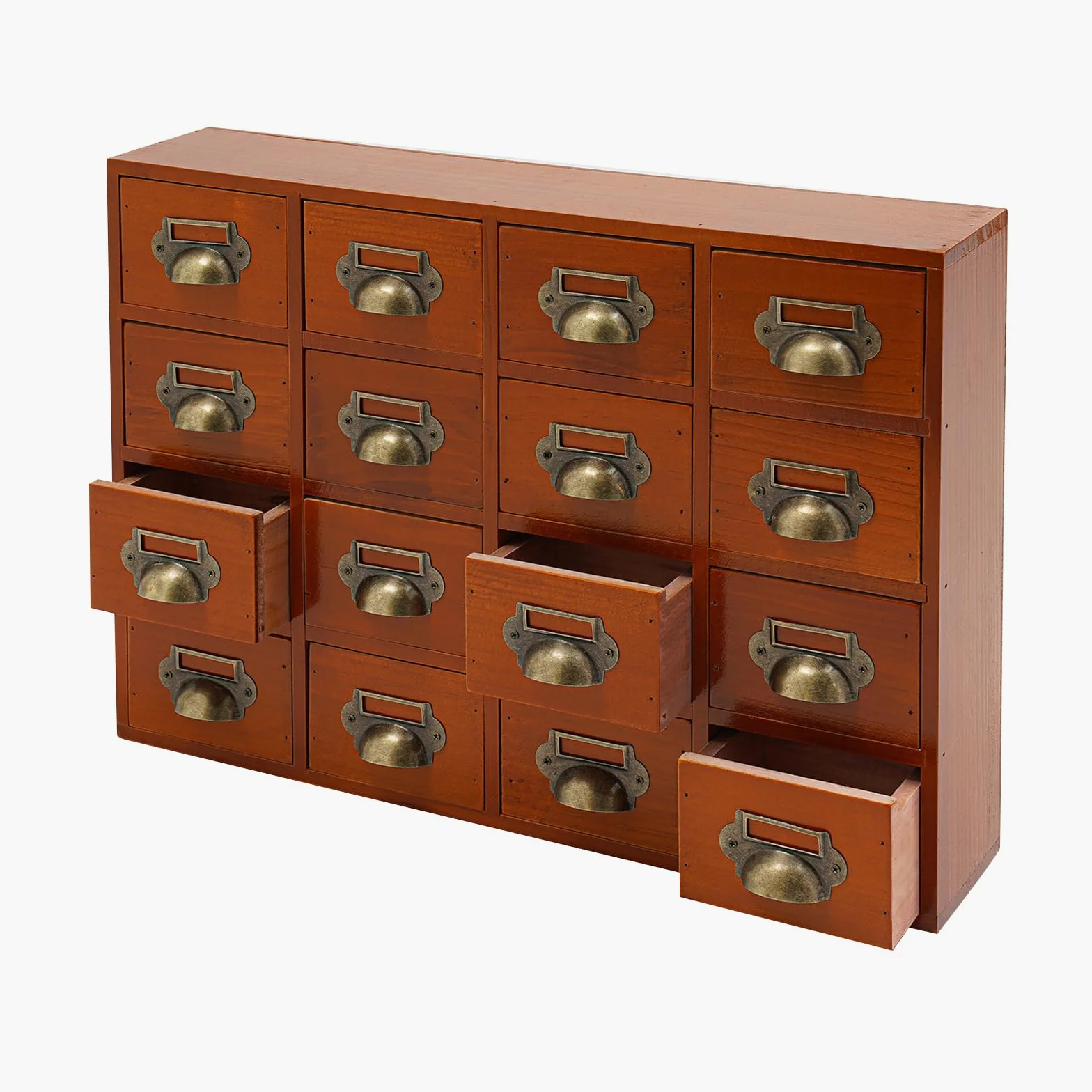 Schreibtisch Organizer 16 Schubladen Aus Holz, Kommode Mit Schubladen Für Schreibtisch & Büro, Organizer Schublade 50x10x35cm Mit Muschelgriff Für Kosmetik & Schmuck