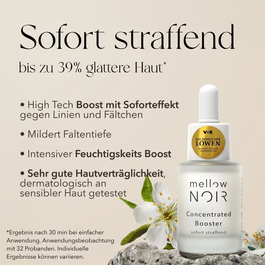 mellow NOIR Concentrated Booster 30 ml Hyaluron Gesichtsserum Augenserum Vegan Naturkosmetik