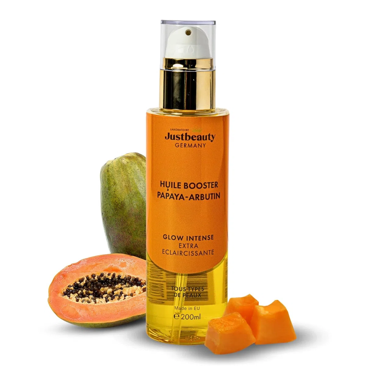 HUILE BOOSTER PERLE RARE PAPAYA – ARBUTIN Luxuriöses Gesichts- & Körperöl – Strahlender Teint, intensive Feuchtigkeit, gegen Pigmentflecken | 200 ml