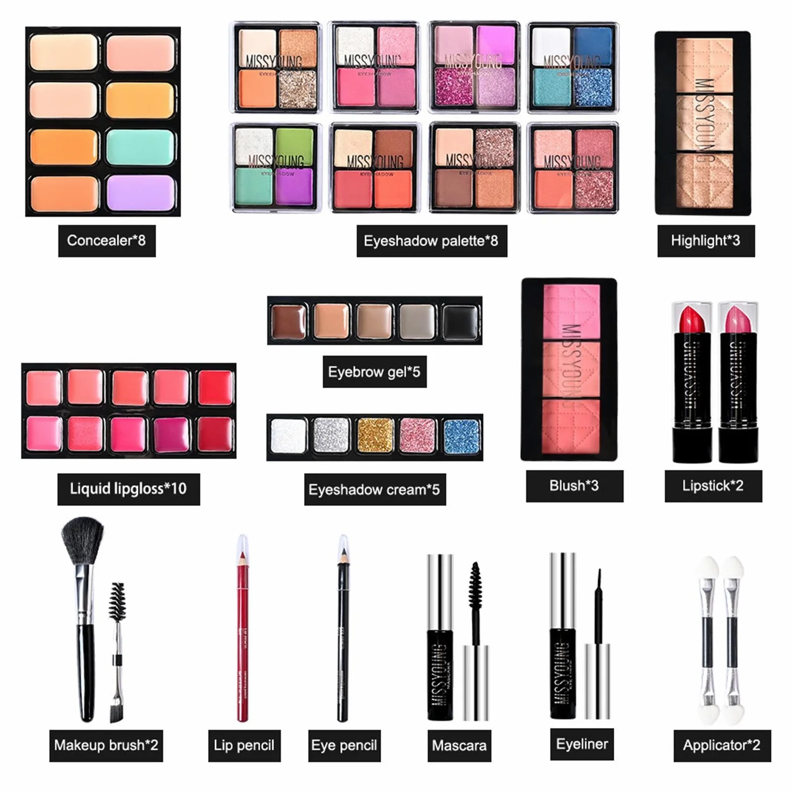 Make-up Set für Damen, komplettes Make-up-Set, Anfänger-Make-up-Set, komplettes Kosmetik-Set für Anfänger und Profis, inkl. Kosmetik und | komplettes Kosmetik-Set für Anfänger und Profis, inkl. Kosmetik und