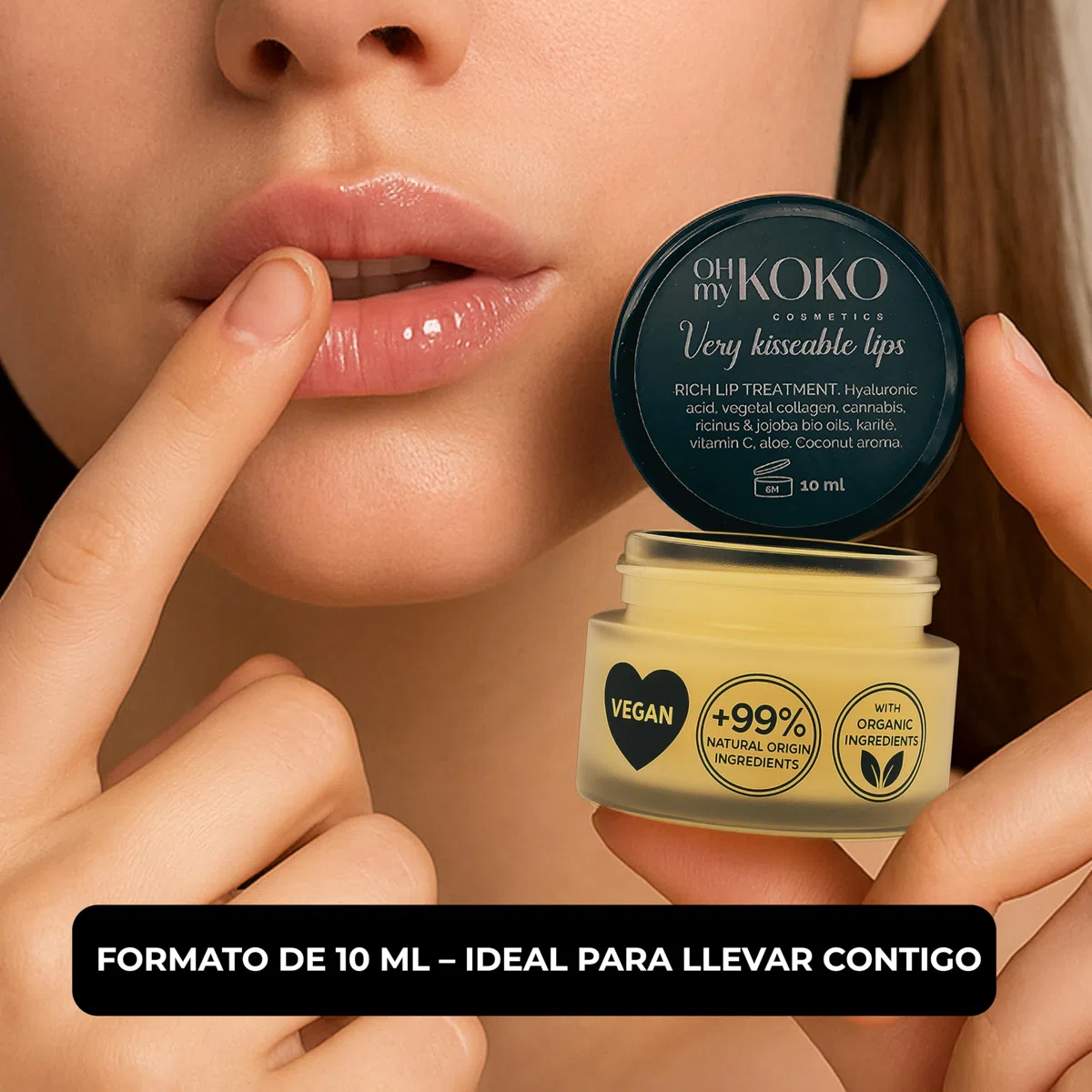 OhMyKoko | Set Lippenpflege und Augencontour | Lippenserum mit Hyaluronsäure + Anti-Aging Gesichtsserum | Hydratation, Volumen und Reduzierung von Augenringen | Verjüngende Wirkung | Naturkosmetik