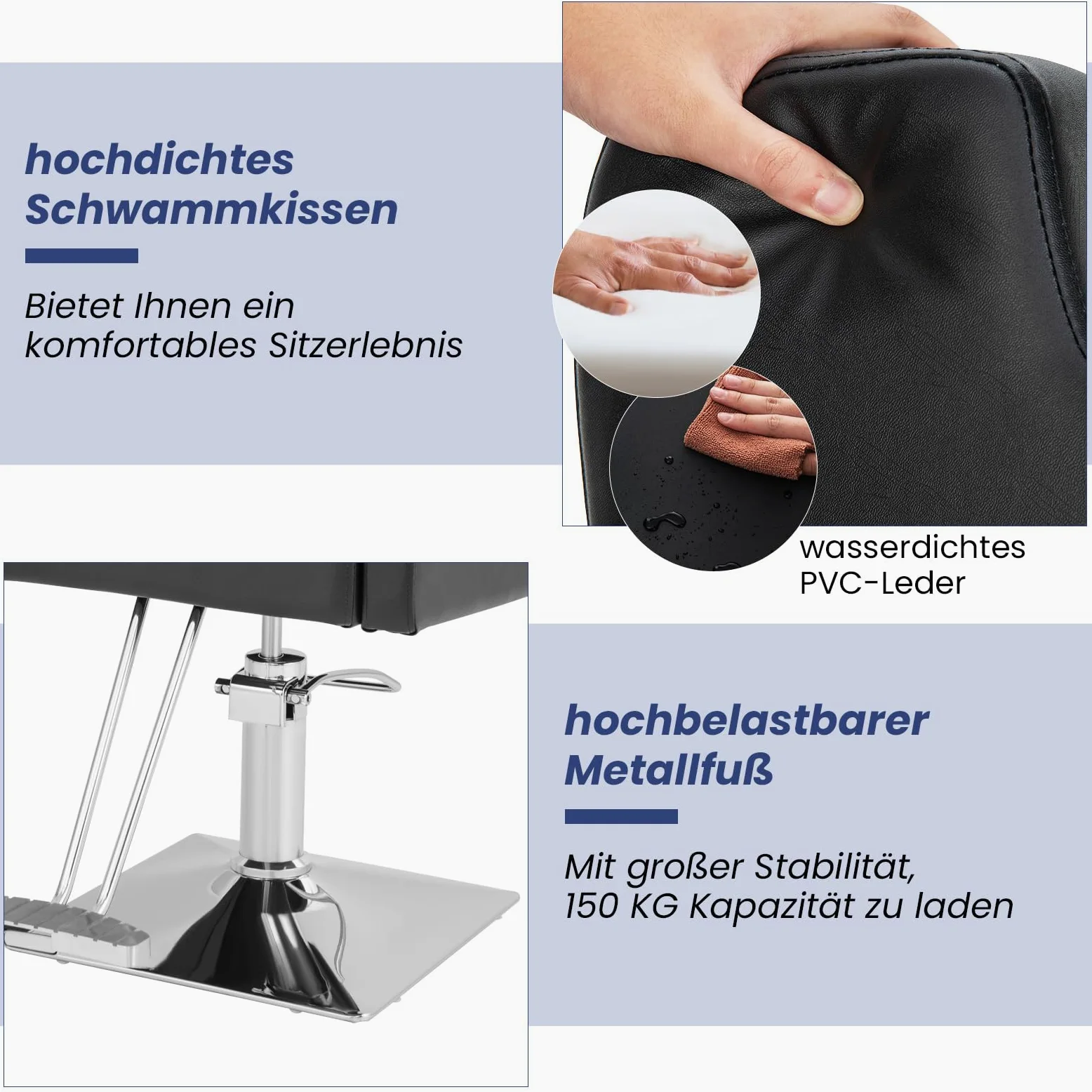 RELAX4LIFE Friseurstuhl mit verstellbarer Kopfstütze & Fußstütze, Salonstuhl drehbar höhenverstellbar, bis 150kg