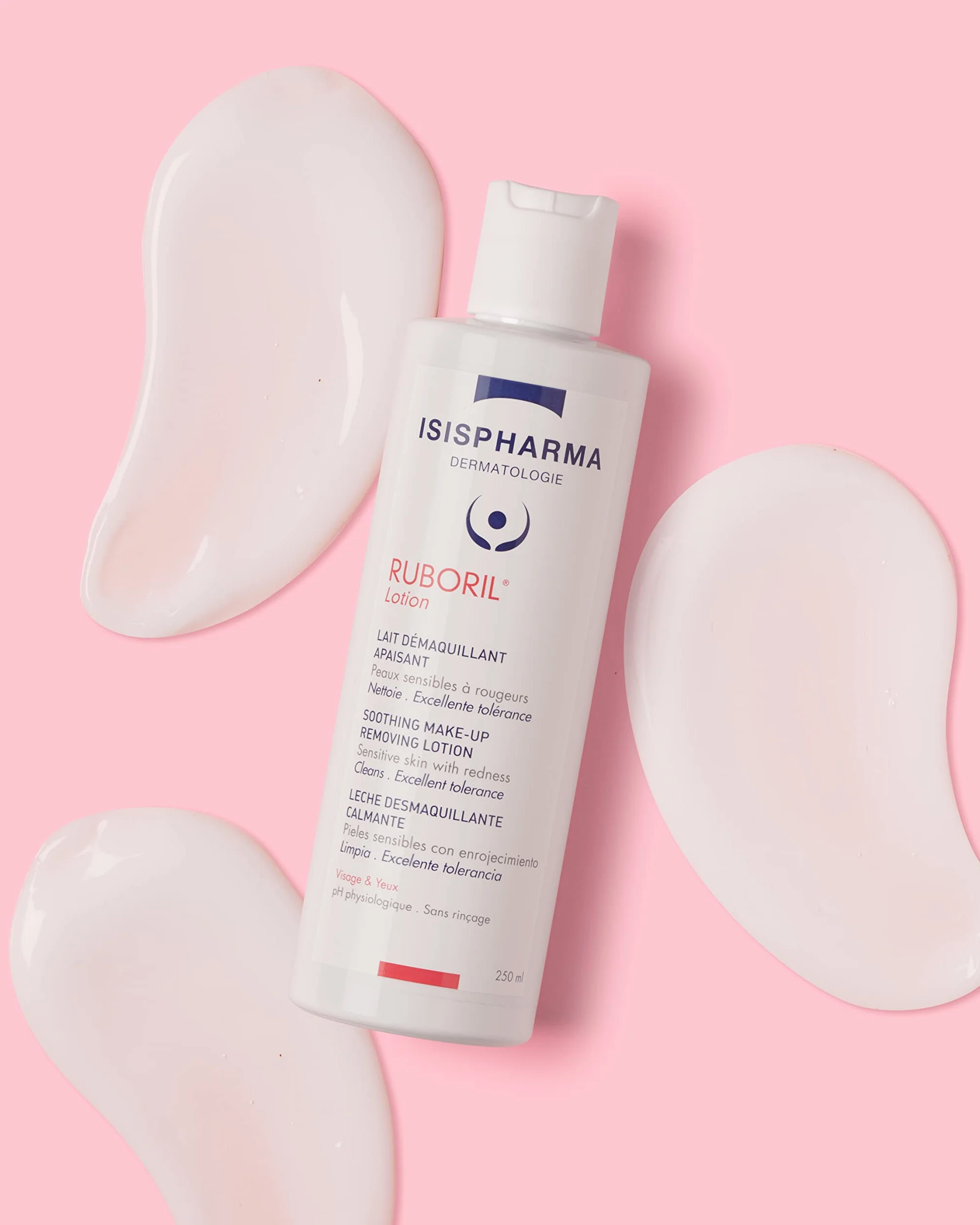 Isispharma Ruboril Lotion Beruhigende Reinigungsmilch 250 ml - Empfindliche Haut Alle Arten von Rötungen - Ohne Spülung - Unparfümiert - Gesicht Und Augen - Frankreich