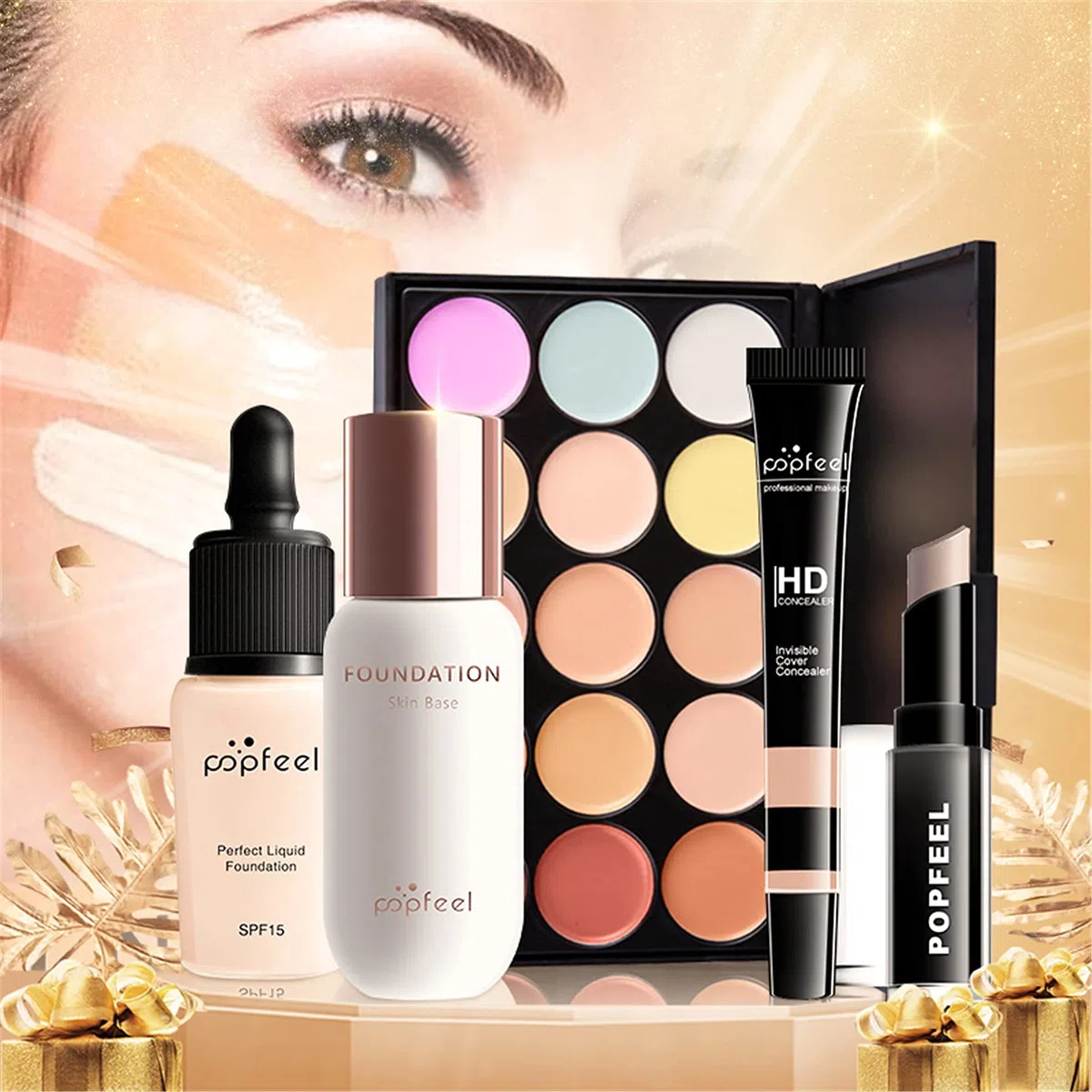 Professionelles Make-up Sets, MKNZOME 34St Schminke Starter Kit mit Schminktasche Tragbare Reise Makeup Paletten Kosmetik Lidschatten Lipgloss Geburtstags Weihnachten Geschenkset