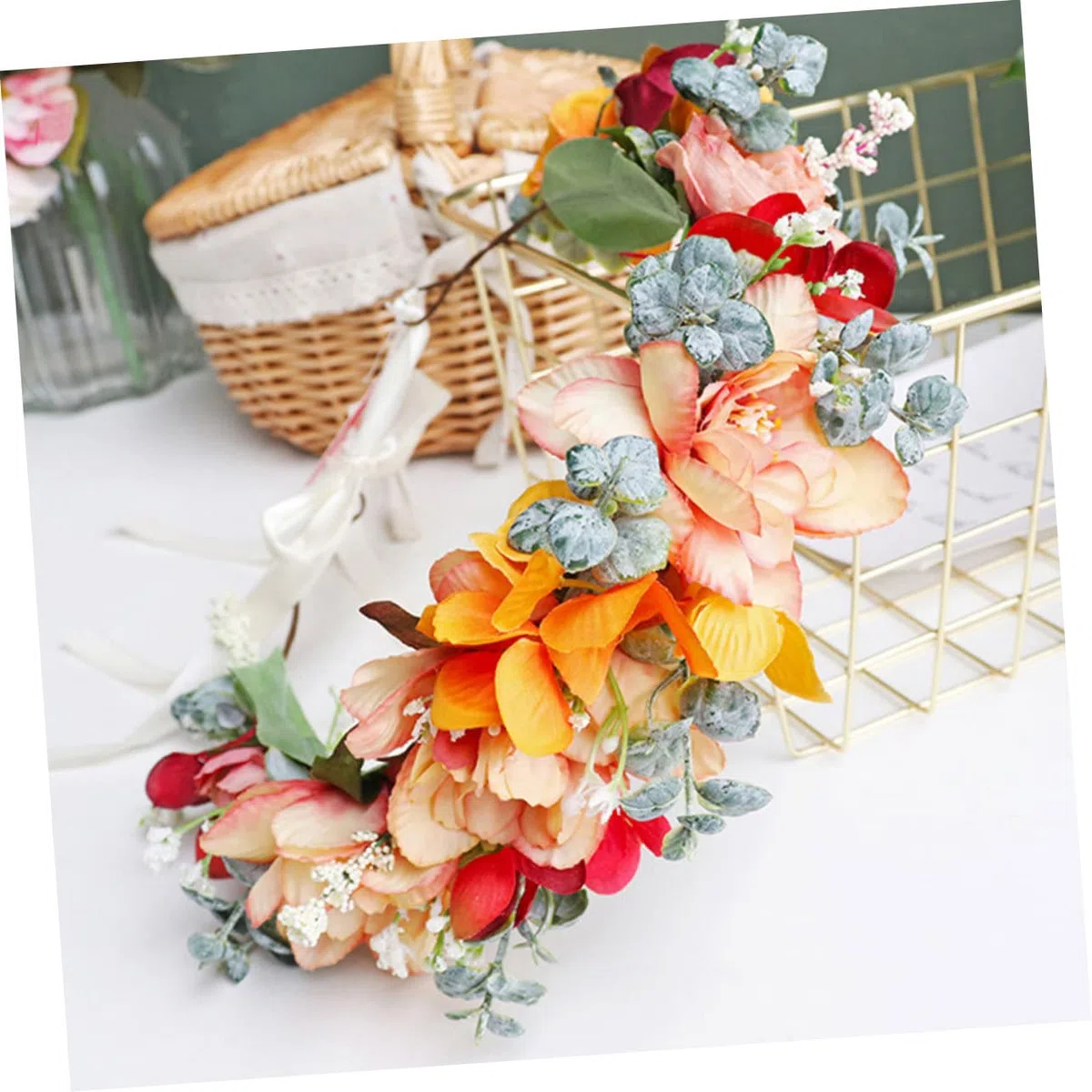 FOMIYES 4stücke Farbige Blumenkranz Haarschmuck Für Einstellbares Haarband Für Hochzeiten Und Festivals Boho-stil Vielseitig Einsetzbar Perfektes Accessoire Für Brautjungfern Und