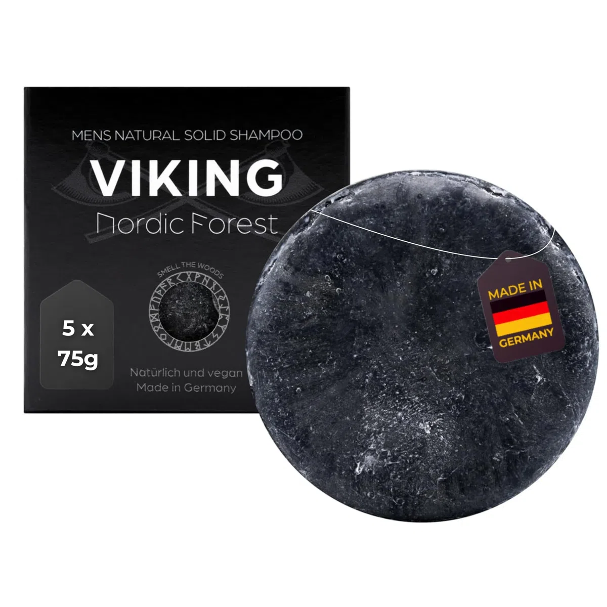 MEDUNA festes Haar-Shampoo Viking Nordic Forest - Kieferbaum Duft - Haarseife mit Bio-Kokosöl & Shea Butter - Naturkosmetik Haarpflege - silikonfreies Shampoo - Pflegeshampoo für alle Haartypen (375g)