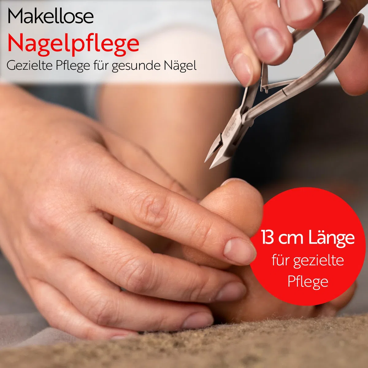 Otto Herder Manicure Fußnagelschere aus rostfreiem Edelstahl, Nagelzange 13cm, ideal zur Behandlung von eingewachsenen Zehennägeln, mit Doppelfeder