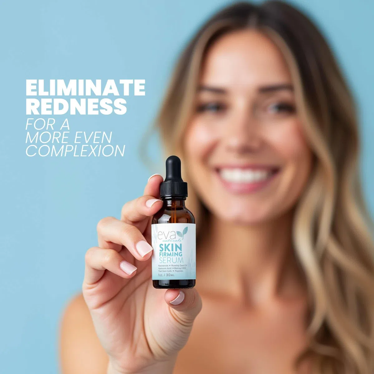 Eva Naturals Hautfestigendes Gesichtsöl (30 ml) – Tages- oder Nachtserum zur Faltenverringerung – Mit Pflanzlichen Aminosäuren, Hyaluron Serum, Peptiden und Niacinamide Serum – Hohe Qualität