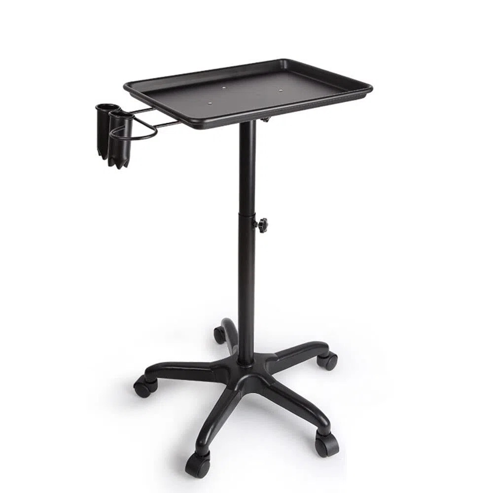 Salon Trolley Kosmetikwagen Rollwagen mit abnehmbarem Tablett Schwarz