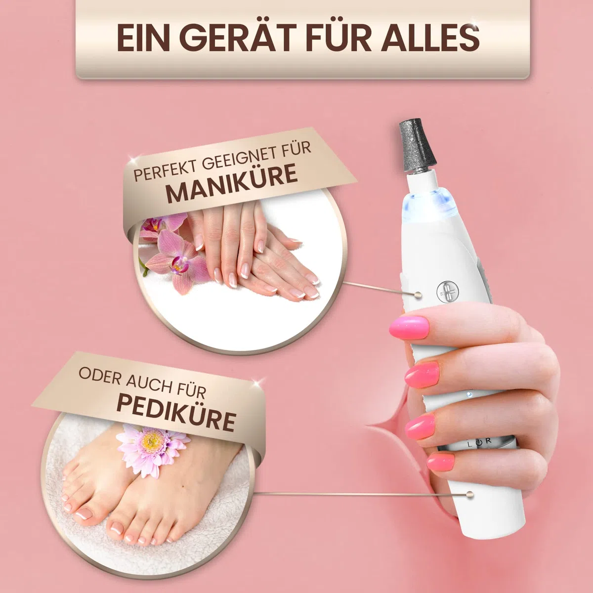 GRUNDIG Maniküre Set elektrisch - Schöne Nägel dank Power LED und 17tlg Saphir Zubehör Pediküre Fußpflege Set & Maniküre Set mit Zubehör Nachbestellmöglichkeit elektrische Nagelfeile (Maniküre Set V2)