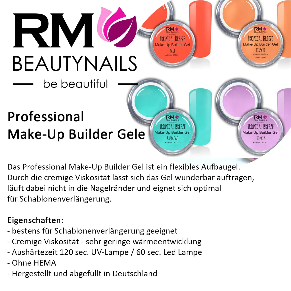 UV-Gel Make-Up Builder Led Gel Neon Set Hema Frei Nagelgel Nagelset Fingernagel RM Beautynails 8x 15ml (8er Pack)