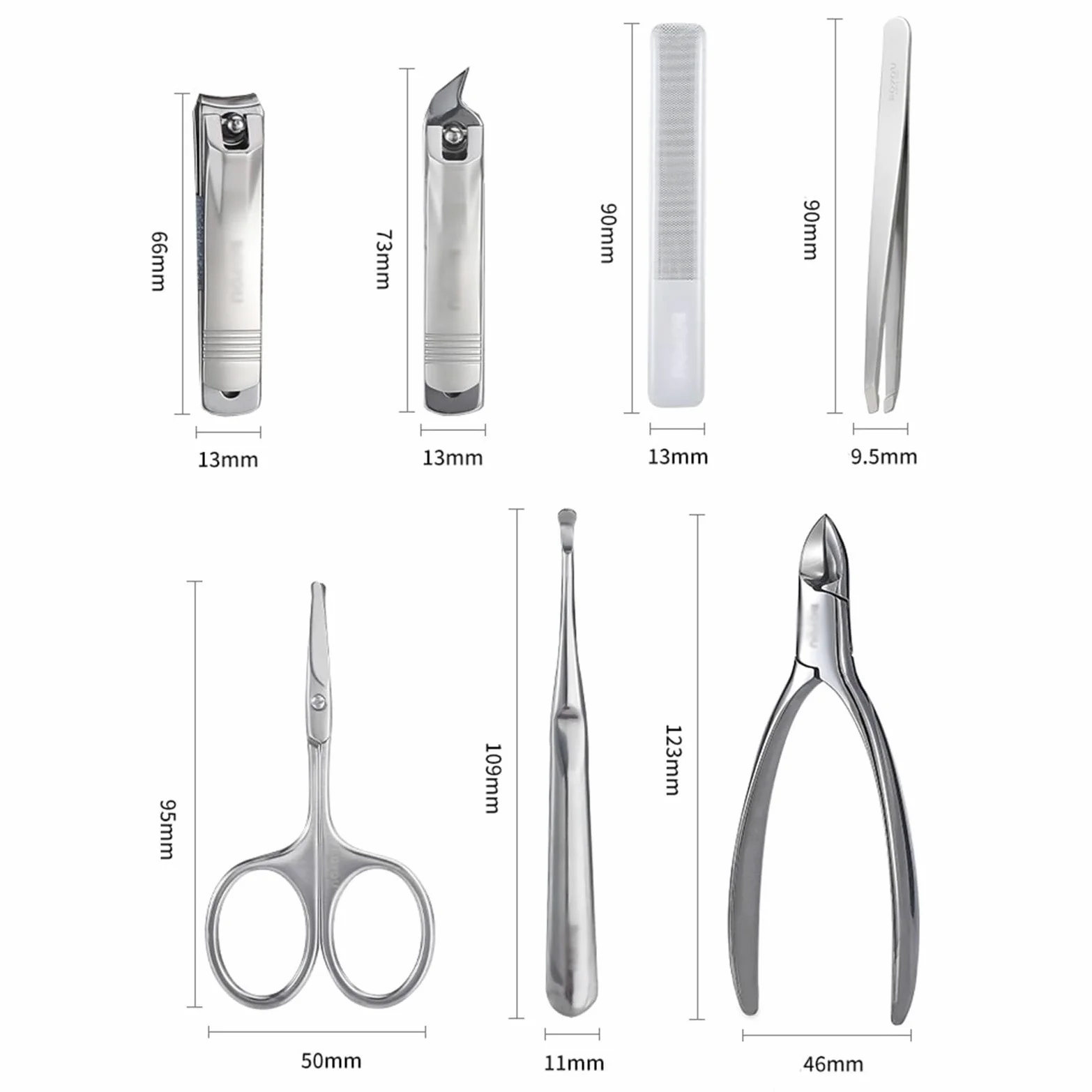 TEESONG Nagelknipser-Set, tragbares Nagelknipser-Set, 7-teilig, für Herren und Damen, Pediküre-Pflegeset, scharfe Finger- und Zehennagelwerkzeuge mit Lederetui (Farbe: Schwarz)