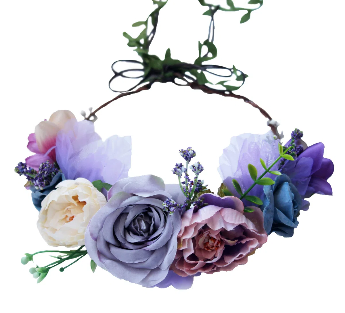 Boho Blume Stirnband Blumen Krone Haar Kranz Blume Halo mit Schleife Hochzeit Party Fotos
