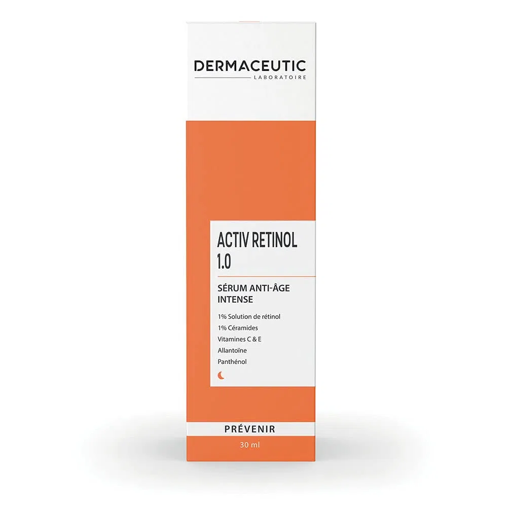 Activ Retinol 1.0 | Anti-Aging Serum Gesicht | 1% Retinol & Ceramide | Angereichert mit Panthenol, Vitaminen C & E | Komplex Anti-Falten & -Flecken | Ohne Duftstoffe & Silikon | 30ml | Dermaceutic