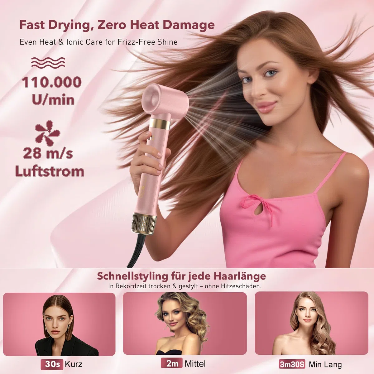 Mythsight StyleVibe 8-in-1 Airstyler mit Diffusor-Haartrockner, automatischen Lockenwicklern, Thermobürste, Reisetasche