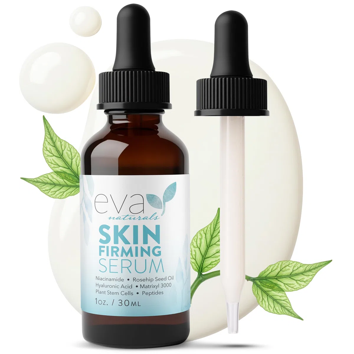 Eva Naturals Hautfestigendes Gesichtsöl (30 ml) – Tages- oder Nachtserum zur Faltenverringerung – Mit Pflanzlichen Aminosäuren, Hyaluron Serum, Peptiden und Niacinamide Serum – Hohe Qualität