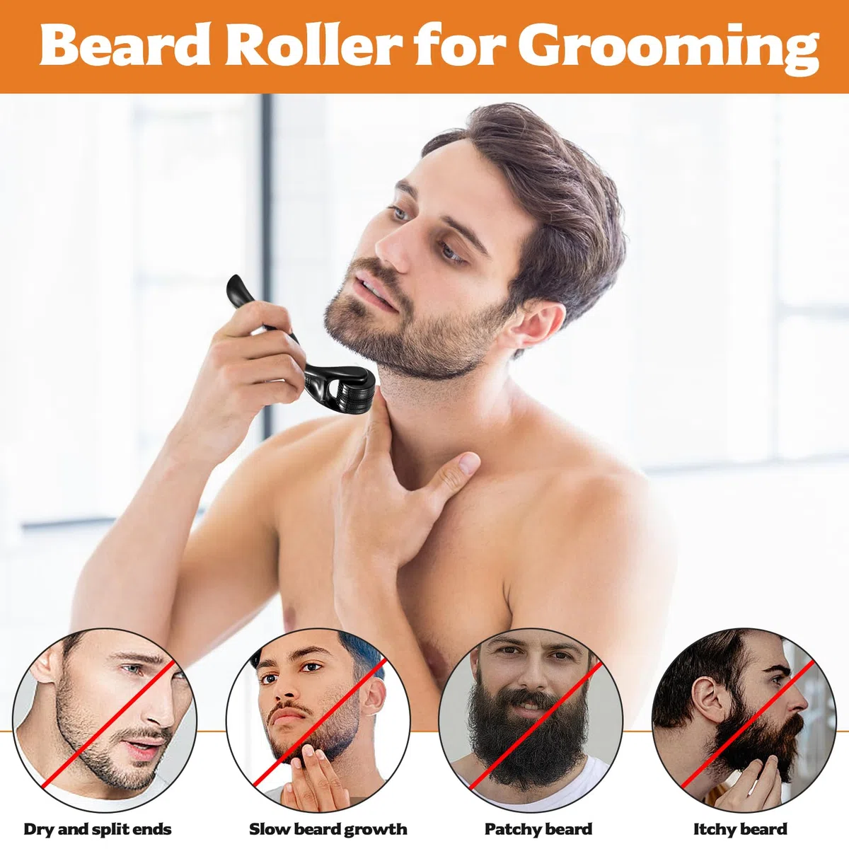 Bartroller 0.5mm, Bartroller Bartwuchs, für Dermaroller 0.75mm, Microneedling Roller, Mikronadelroller für Haut und Haarpflege, Gesicht und Körper, Männer Frauen, für Derma Roller Set