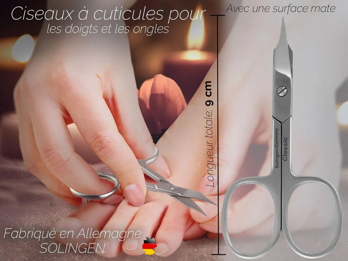 Nagelschere mit Turmspitze aus Solingen Made in Germany Maniküre Schere mit Extra Scharfer und Feiner Schnittfläche Nagelhautschere Edelstahl Rostfrei zum Schneiden von Fingernägel Fußnägel Nagelhaut