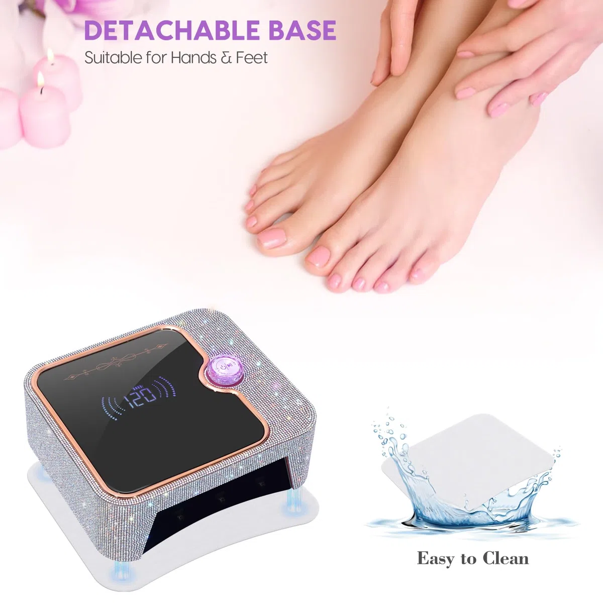 UV-Licht für Nägel, Wiederaufladbare UV-Nagellampe, Schnelle Nageltrockner-Härtungslampe, Gel Nagellack UV-Licht, 0-120S willkürliches Timing, für Salon