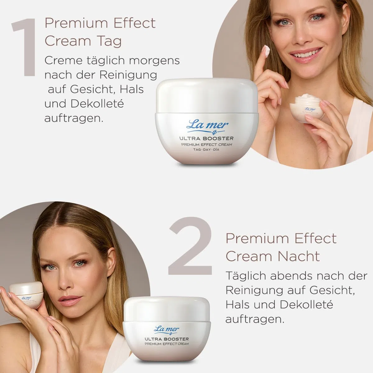 La mer Ultra Booster Premium Effect Set | Tagescreme 50 ml | Nachtcreme 15 ml | Spendet Feuchtigkeit | Meeresschlick & Algen-Extrakten | Regeneriert