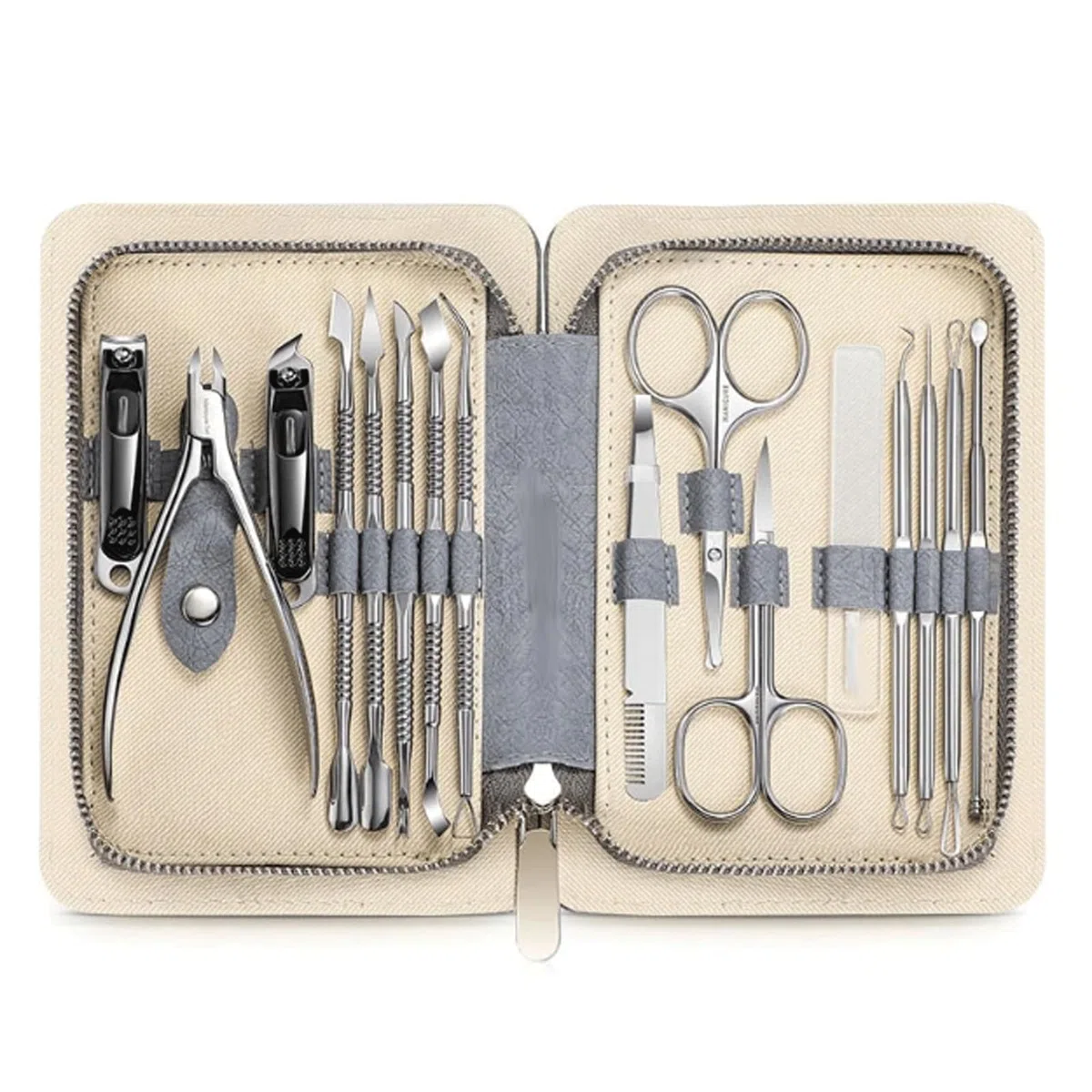 Nagelknipser 16-teiliges Nagelknipser-Set aus Edelstahl, Nagelpflegeset mit Aufbewahrungsbox mit Reißverschluss, professionelles Pediküre-Set für Anfänger Maniküre