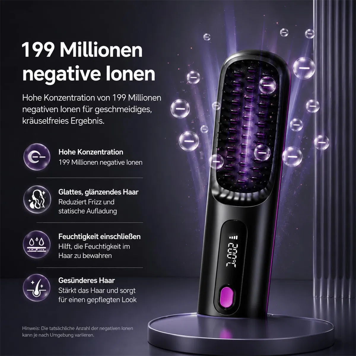 Stylingbürste für kurze Haare – Warmluftbürste mit Keramikbeschichtung, Anti-Scald Design, 3 Temperaturstufen, kompakt & tragbar für Volumen, Glätten & Locken