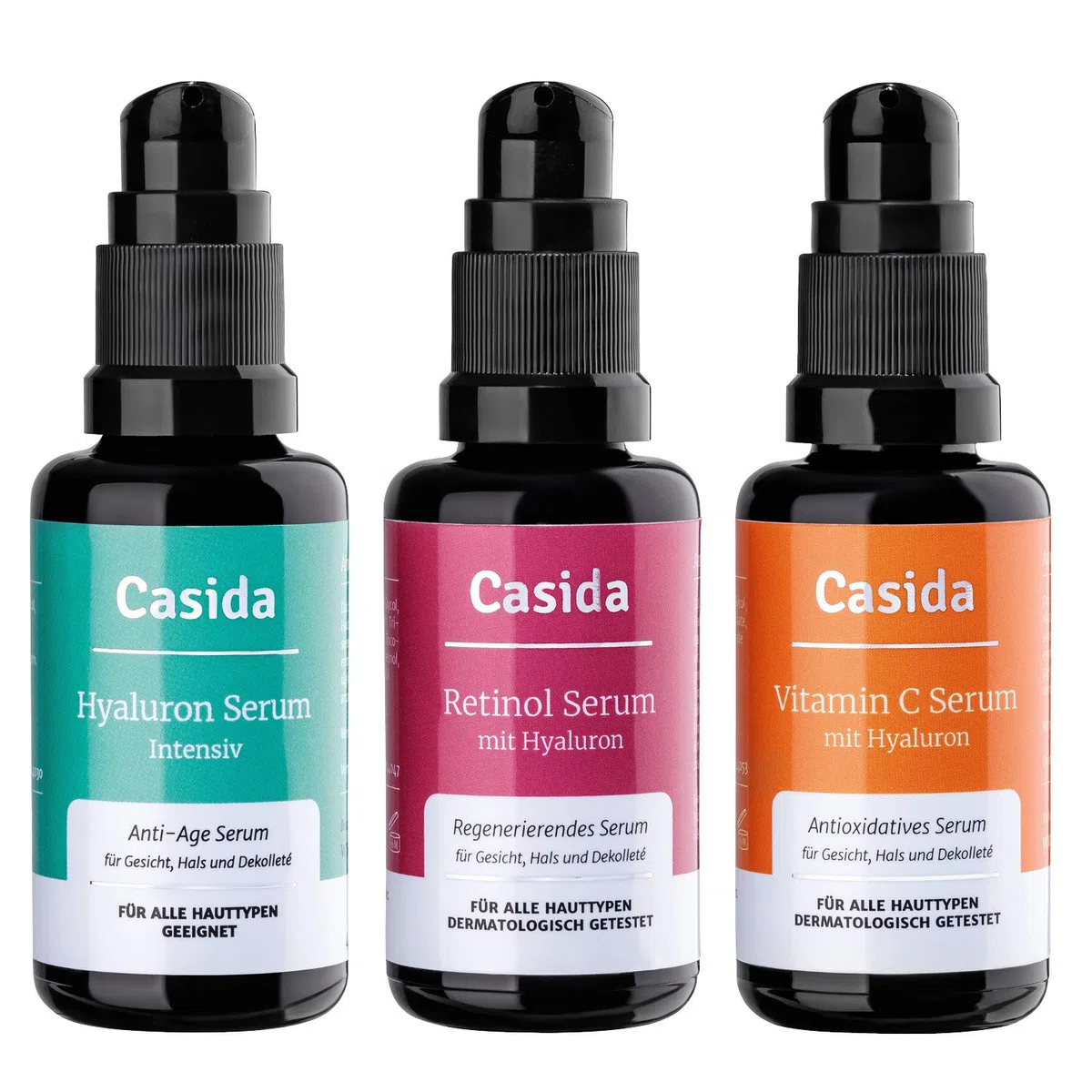 Vitamin C Serum + Retinol Serum + Hyaluron Serum Intensiv Anti-Aging Set gegen Falten aus der Apotheke - 90 ml