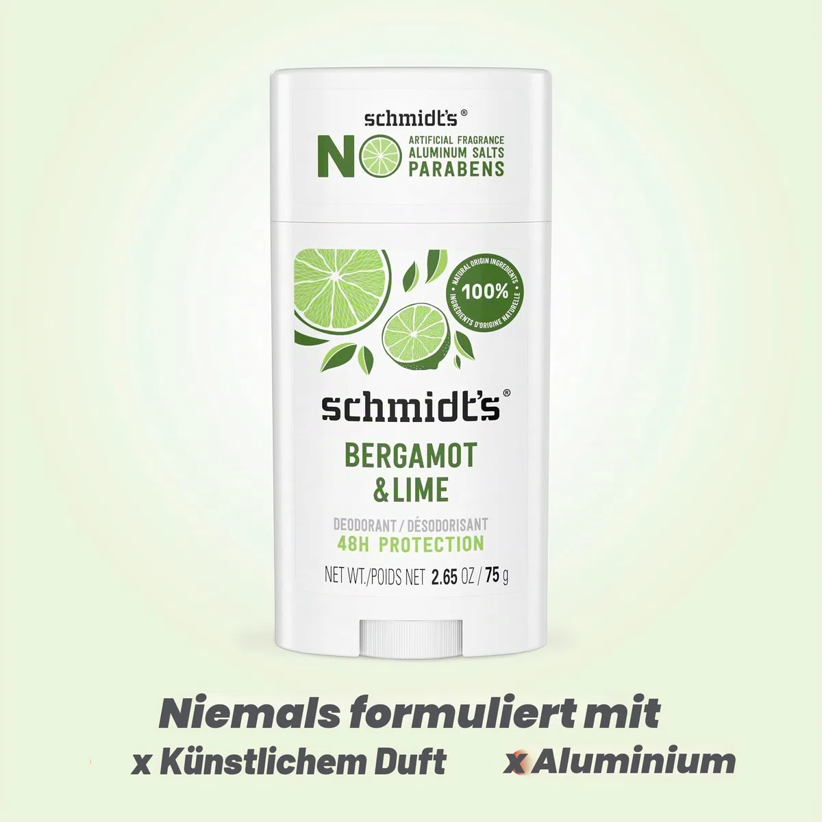 Schmidt's Aluminum Free Natural Deodorant For Women and Men, Bergamot & Lime with 24 Hour Odor Protection, Certified Cruelty Free, Vegan Deodorant, 2.65oz 4-pk