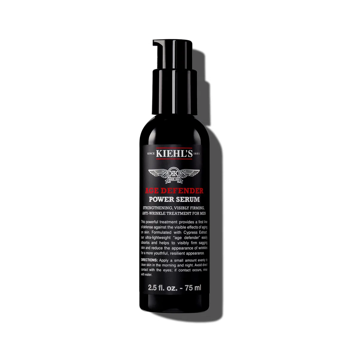KIEHL'S Age Defender Power Serum, 75 ml, kräftigendes Anti-Aging-Serum für reife Männer-Haut, festigendes und Falten milderndes Pflegekonzentrat mit Zypressen-Extrakt, für alle Hauttypen geeignet | Herren Gesichtsserum für feine Linien - Mit Zypressen-Ext