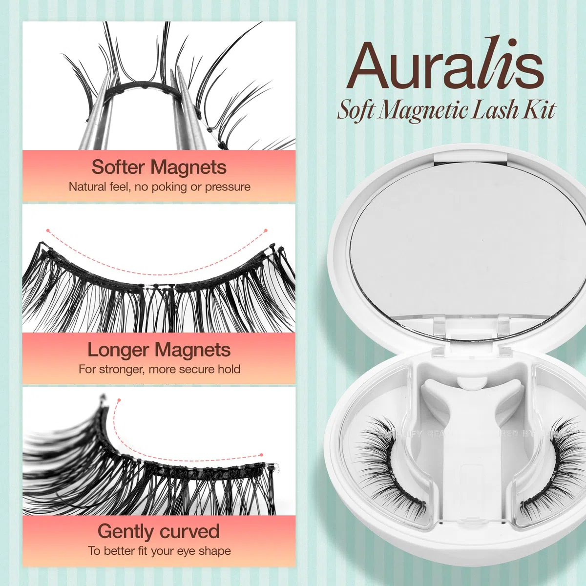 LASHVIEW Magnetische Wimpern mit Applikator, wiederverwendbar, weich, magnetisch, natürliches Aussehen, mit 0,17 mm ultradünnen Magneten, kein Kleber erforderlich, einfach zu tragen und zu entfernen